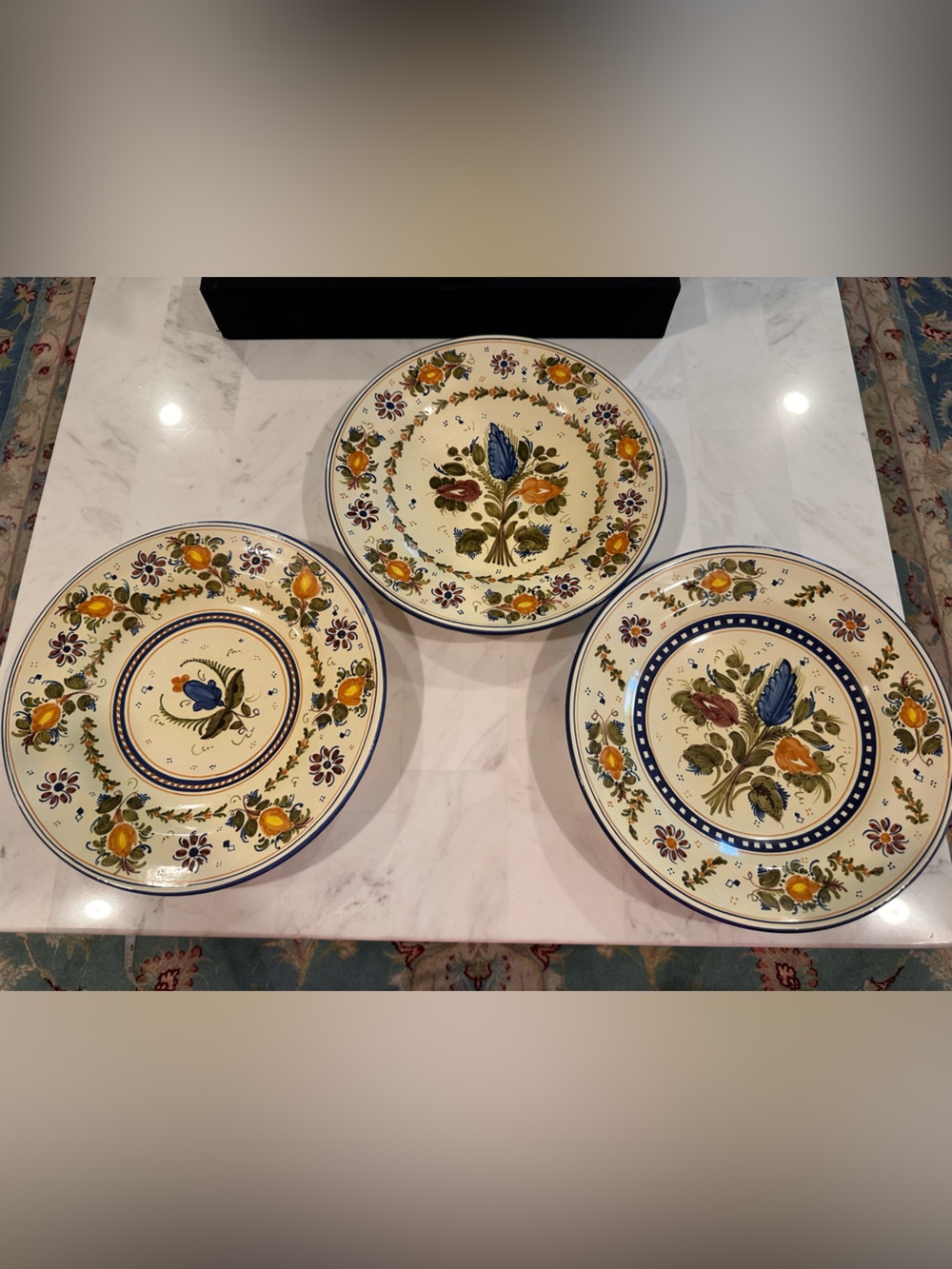 Vintage Hand-Painted Talavera Spanish Ceramic Dinner Plates ( Set of 3)